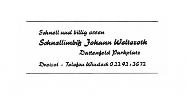 Werbeanzeige Schnellimbiss Welteroth 1974