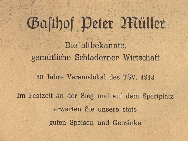 Werbeanzeige Gasthof Müller, 1953