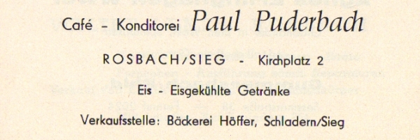 Werbeanzeige Konditorei Paul Puderbach, 1963