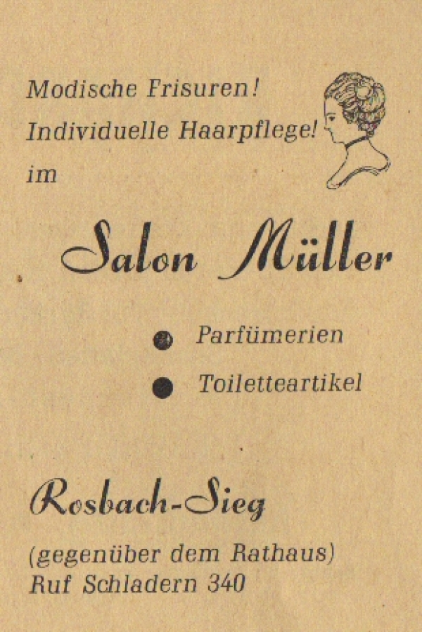 Werbeanzeige Salon Müller, 1953